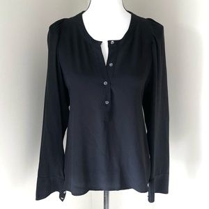 J Crew Black Long Sleeve Silk Top Size 6